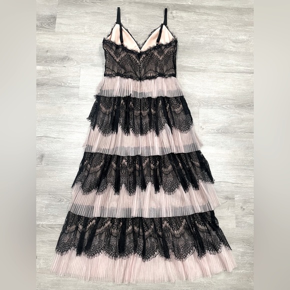 Marchesa Notte Black & Pink Laces Evening/Prom Dress Size 8 US - Picture 3 of 7